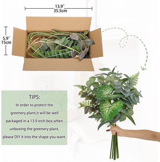 Unyqoos® Decoratieve kunsttakken met eucalyptus en anthurium voor elk interieur