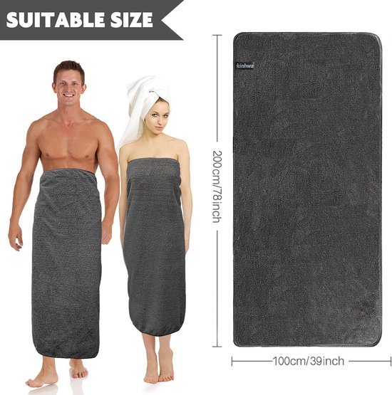 550x555-84.jpg Unyqoos® Extra Grote Microvezel Badhanddoek voor Sneldrogend en Zacht Comfort in Donkergrijs