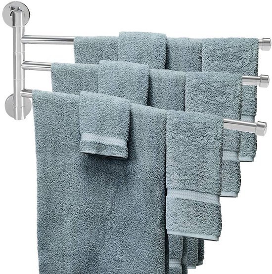 550x555-86.jpg Unyqoos® Wandgemonteerde handdoekhouder met drie draaibare armen voor badkamer en keuken