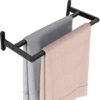 Unyqoos® Dubbele Handdoekhouder voor Badkamer en Keuken met Wandmontage in Mat Zwart, 40 cm