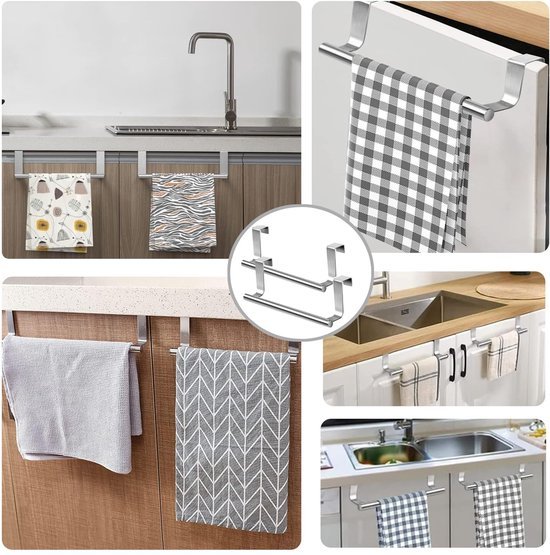 550x555-88.jpg Unyqoos® Set van twee roestvrijstalen handdoekhouders voor keuken en badkamer