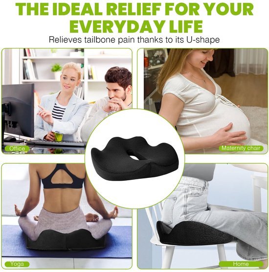 Unyqoos ® Ultra Comfortabel Orthopedisch Zitkussen voor Optimale Stuitbeen- en Rugondersteuning in Elke Situatie