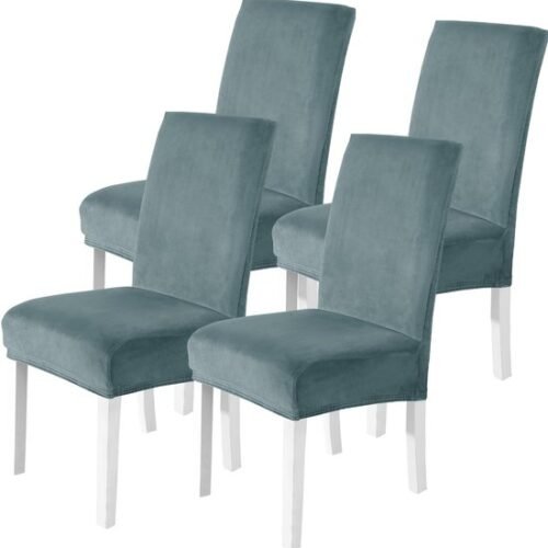 550x555-90.jpg Unyqoos® Set van 4 fluwelen stretch stoelhoezen voor hoge rugleuningen in grijsblauw