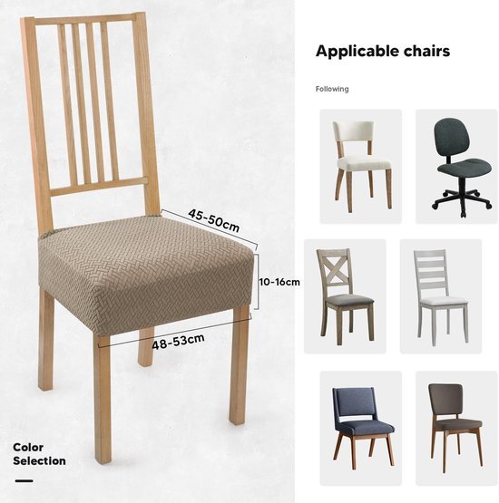 Unyqoos® Set van 4 elastische stoelhoezen voor eetkamerstoelen in stijlvolle jacquard