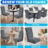 Unyqoos® Elastische stoelhoezen set van 4 voor hoge rugleuning stoelen in lichtgrijs