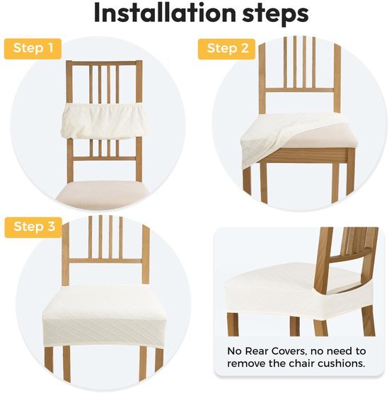 550x555-96.jpg Unyqoos® Set van 6 veelzijdige en rekbare stoelhoezen voor eetkamerstoelen