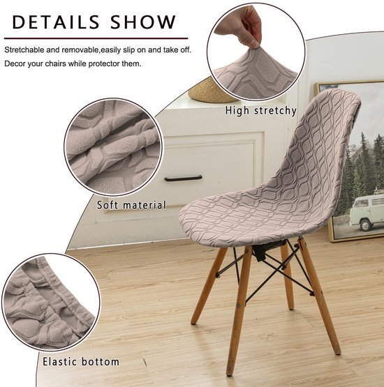 550x555-97.jpg Unyqoos® Set van 4 elastische stoelhoezen in kaki voor eetkamerstoelen