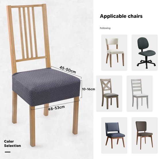 550x555-98.jpg Unyqoos® Set van 6 elastische en wasbare stoelhoezen voor eetkamerstoelen