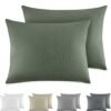 Unyqoos® Set van 2 ademende katoenen kussenslopen met linnenlook en ritssluiting