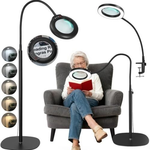Unyqoos® Flexibele LED-vergrotingslamp met glazen lens en dimbare verlichting