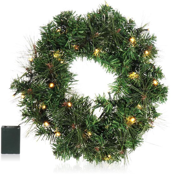 550x556-42.jpg Unyqoos® Sfeervolle kerstkrans met LED-verlichting en timer voor deur of tafel