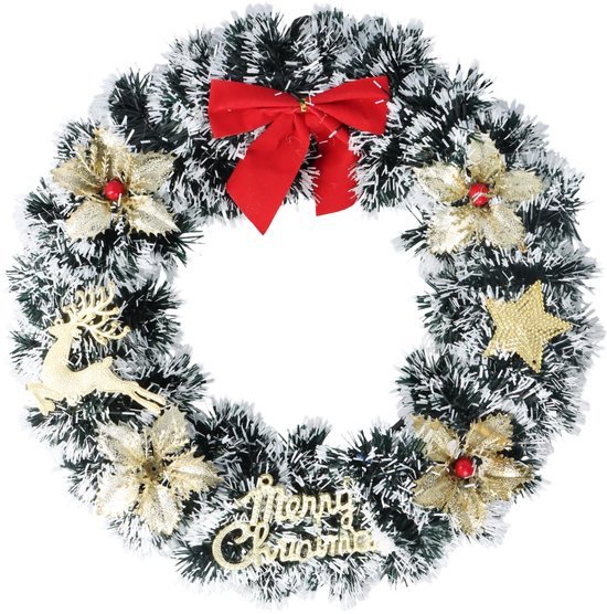 Unyqoos® Sfeervolle Kerstkrans met Rendieren voor Deur en Raamdecoratie Binnen en Buiten
