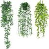 Unyqoos® Set van drie decoratieve kunsthangplanten in pot voor interieur en buitenruimte