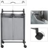 Unyqoos ® Mobiele Wasmand Met Twee Compartimenten Voor Gemakkelijk Sorteren Van Wasgoed