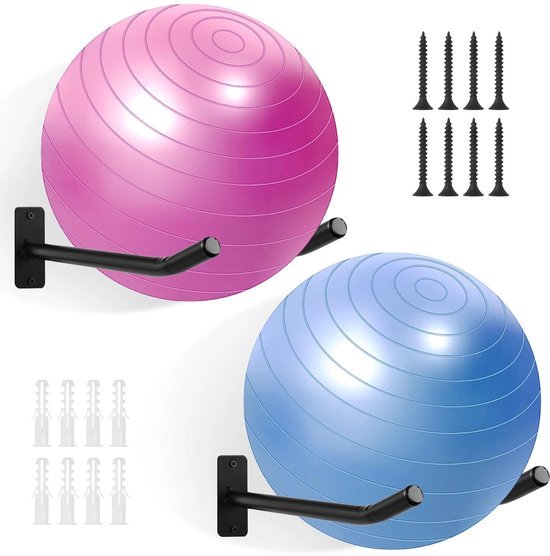550x556-71.jpg Unyqoos® Wandrek voor Sportballen en Fitnessaccessoires met Vier Opbergrekken
