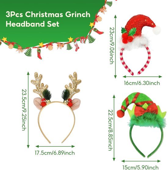 Unyqoos® Feestelijke Kerst Haarbanden Set met Rendier en Elf Ontwerpen voor Iedereen