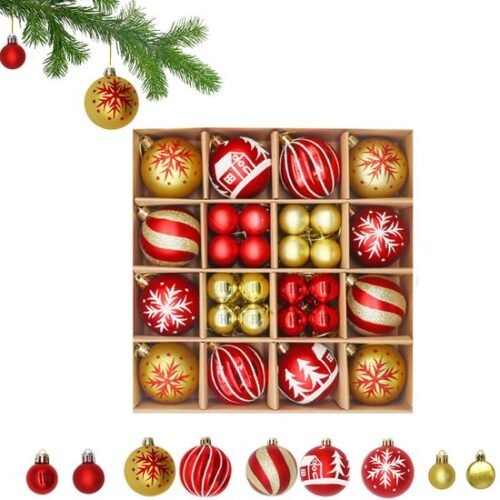 550x556-80.jpg Unyqoos® Set van 44 onbreekbare rode en gouden kerstballen voor veelzijdige decoratie