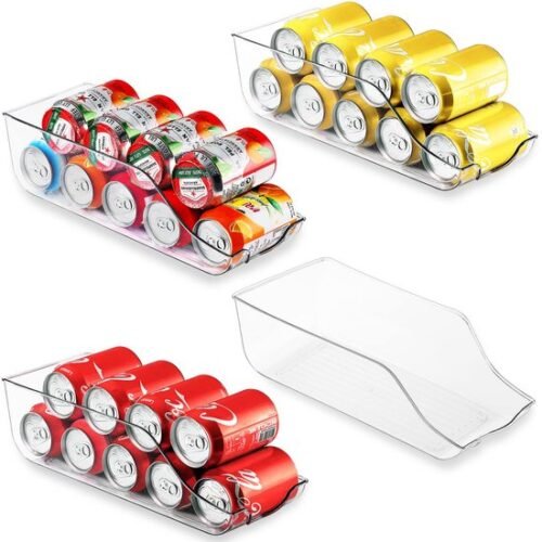 Unyqoos ® Praktische Drank- en Blikjesorganizer voor Koelkast, Werkblad en Meer – Set van 4 Stuks