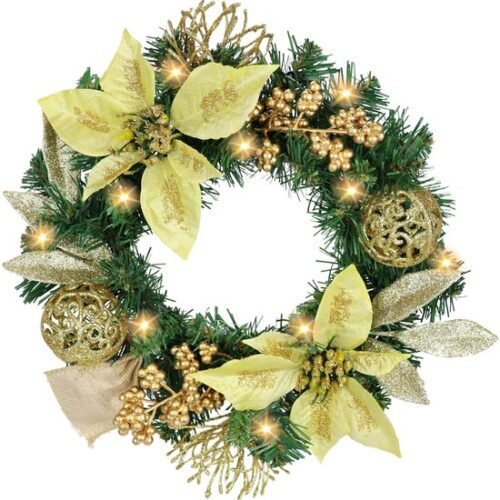 550x557-17.jpg Unyqoos® Sfeervolle Kerstkrans met LED-verlichting en Decoratieve Elementen van 30 cm
