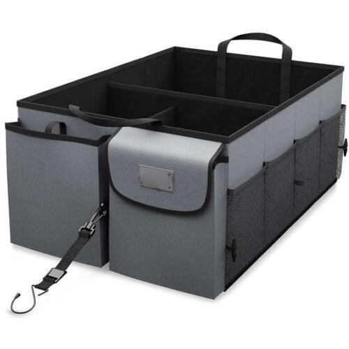 Ibenzoa® Ruime en stevige opvouwbare autotas met meerdere vakken en spanbanden