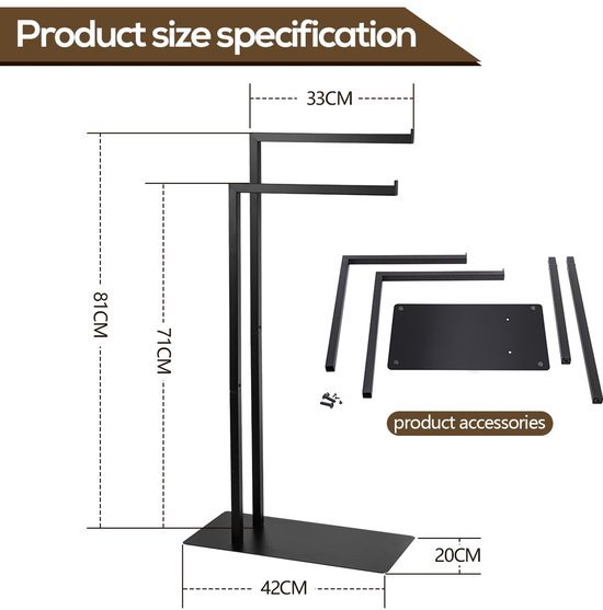Unyqoos ® Stijlvolle Vrijstaande Handdoekhouder met Twee Stangen voor Elke Ruimte in Huis