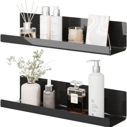 550x557-34.jpg Unyqoos® Set van 2 zwevende wandplanken in zwart acryl voor diverse ruimtes