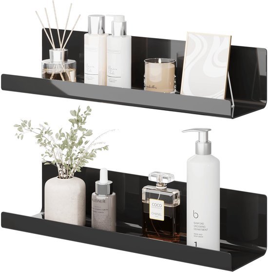 550x557-34.jpg Unyqoos® Set van 2 zwevende wandplanken in zwart acryl voor diverse ruimtes