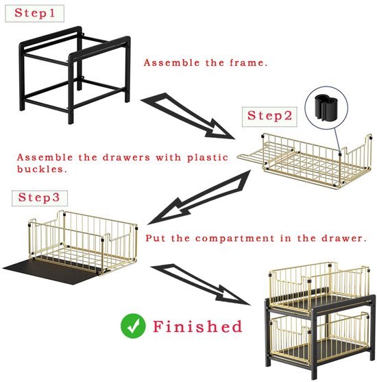 Unyqoos ® Multifunctioneel Keuken- en Badkamerrek met Dubbele Schuifmanden voor Efficiënte Opslagoplossingen