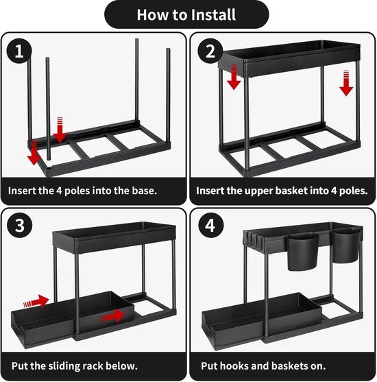 550x557-40.jpg Unyqoos® Uittrekbare Organizer voor Onder de Wastafel met Veelzijdige Opbergmogelijkheden, Zwart