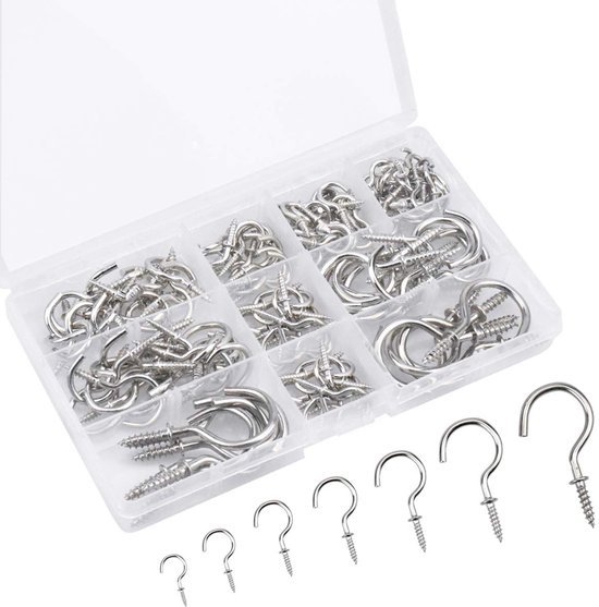 550x557-53.jpg Unyqoos® Set van 120 roestvrijstalen schroefhaken voor veelzijdig gebruik binnenshuis