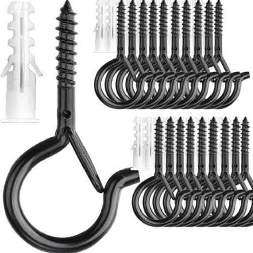550x557-56.jpg Unyqoos® Set van 20 stevige zwarte schroefhaken voor binnen- en buitengebruik
