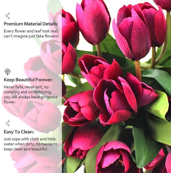 Unyqoos ® Kunstmatige Paarse Tulpenboeketten Met Wenskaart Voor Unieke Decoratie En Cadeaus