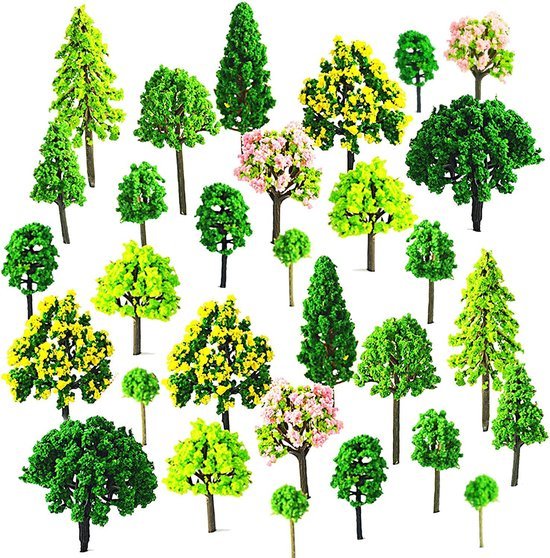 550x558-19.jpg Unyqoos® Set van 55 kleurrijke miniatuurmodelbomen voor landschapsdecoratie en modelbouw