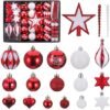 Unyqoos® Uitgebreide set van kerstboomdecoraties met rode en witte kerstballen