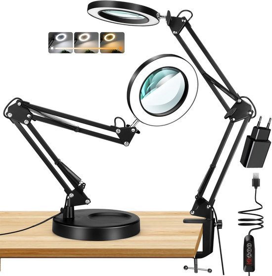 550x558-4.jpg Unyqoos® Verlichte loeplamp met verstelbare helderheid voor gedetailleerde werkzaamheden