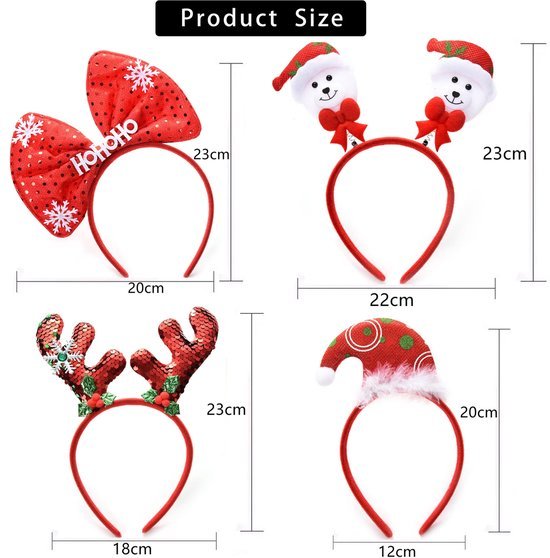 Unyqoos® Feestelijke haaraccessoires voor kerst met rendiergewei en kerstman designs