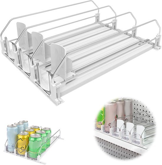 Unyqoos® Automatische drankorganizer voor koelkast met drie rekken en zelfschuifsysteem