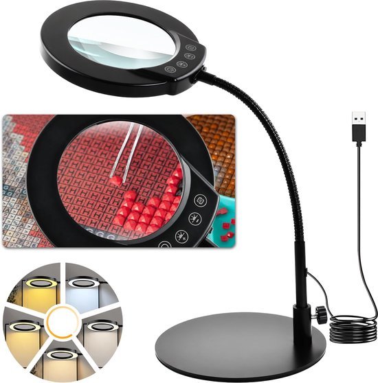 Unyqoos® Dimbare LED Vergrootlamp met Flexibele Zwanenhals en 10x Vergroting