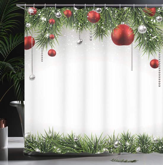 550x559-13.jpg Unyqoos® Stijlvol Kerstthema Douchegordijn met Ornamenten en Haken 175x180 cm