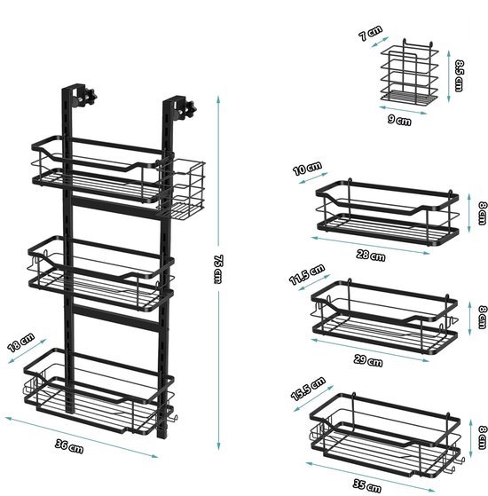 Unyqoos ® Stijlvolle Hangende Douche Organizer met Verstelbare Hoogte, Zonder Boren, Ideaal voor Badkameropslag