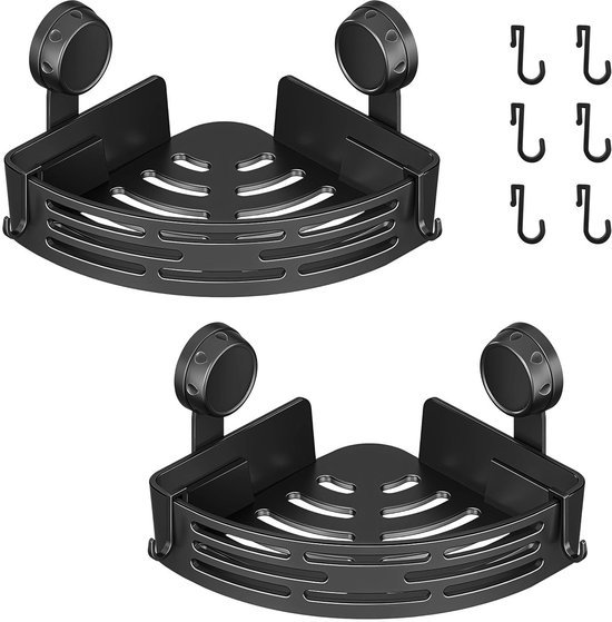 Unyqoos® Praktisch hoekdoucherek zonder boren met afneembare haken en opbergruimte