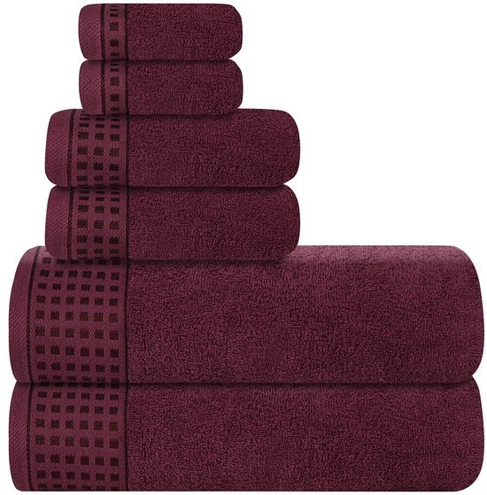 Unyqoos® Zachte en Luxe Set van 6 Katoenen Handdoeken voor Bad en Douche