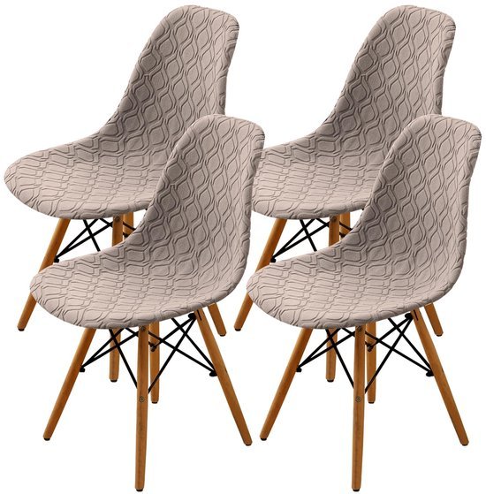 550x559-34.jpg Unyqoos® Set van 4 elastische stoelhoezen in kaki voor eetkamerstoelen