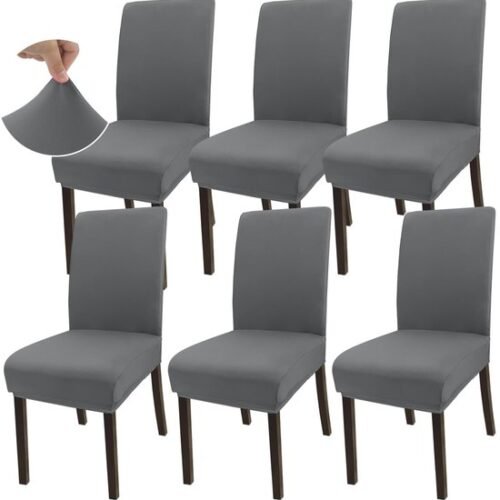 550x559-35.jpg Unyqoos® Set van 6 elastische lichtgrijze stoelhoezen voor eetkamer en evenementen