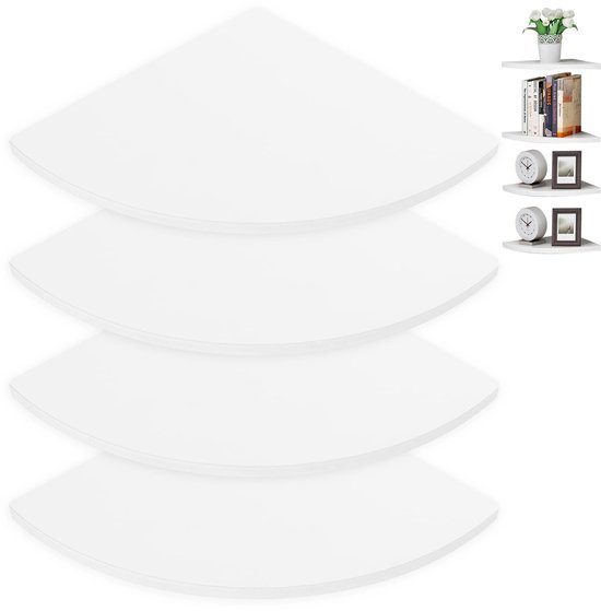 550x559-38.jpg Unyqoos® Witte Zwevende Hoekplanken Set van 4 voor Multifunctioneel Gebruik in Huis of Kantoor