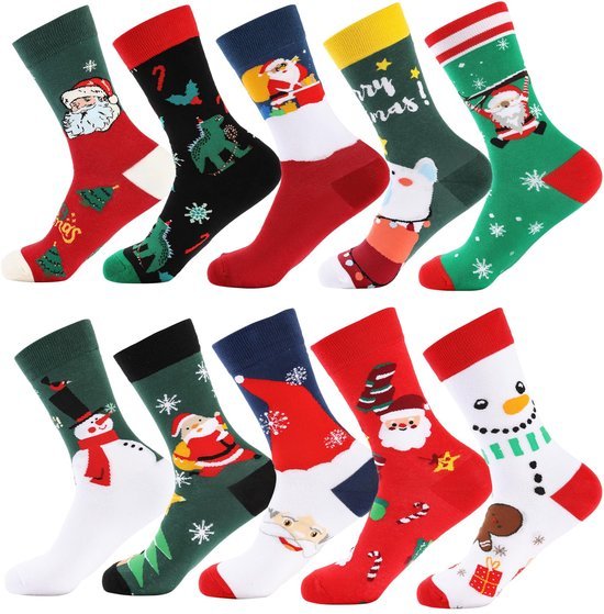 Unyqoos® Feestelijke uniseks kerstsokken set met unieke patronen en hoog draagcomfort