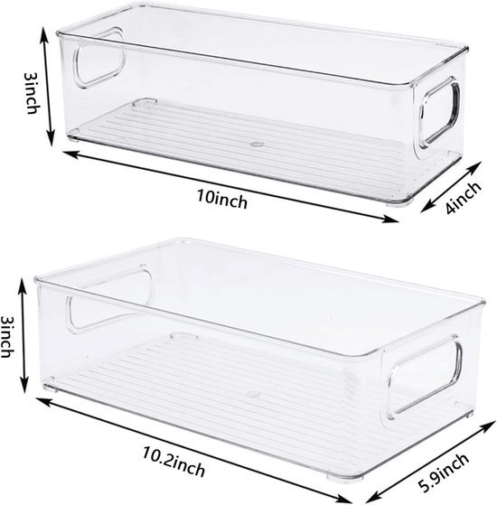 Unyqoos® Transparante stapelbare opbergdozen set voor koelkast en kastorganisatie