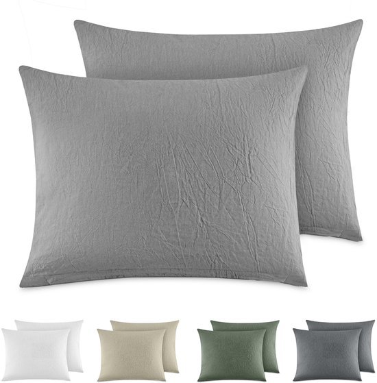 550x559-52.jpg Unyqoos® Set van 2 stijlvolle kussenslopen van gewassen katoen met linnenlook