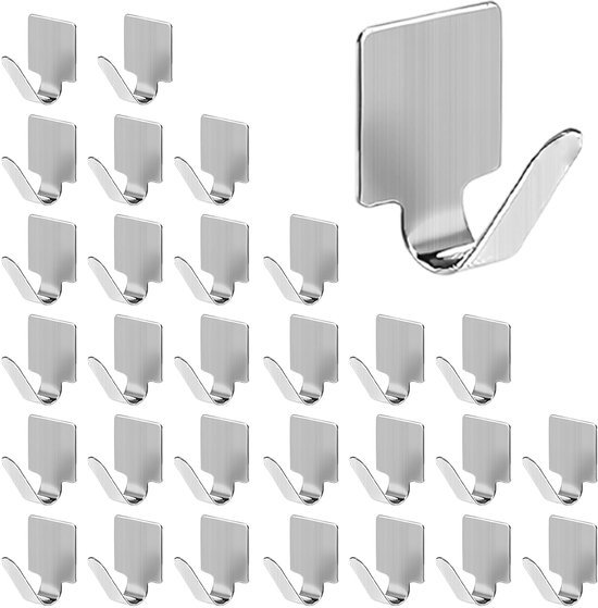 550x559-54.jpg Unyqoos® Set van 30 zelfklevende roestvrijstalen wandhaken voor diverse ruimtes