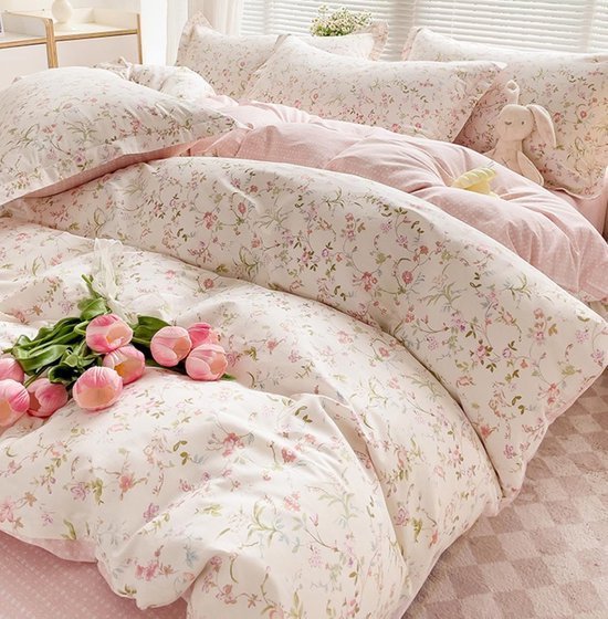 Unyqoos® Omkeerbaar beddengoed met bloemenpatroon en ritssluiting voor meisjes